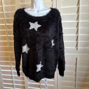 Chelsea & Violet Black Sweater with White Stars